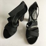 Stuart Weitzman Elastic Strappy Sandal Black Womens Size 7.5 Heels Shoes Photo 2