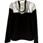 Victoria's Secret  Sport Metallic Foil‎ Pullover Track Hoodie Black Silver Medium Photo 3