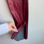 ZARA Faux Leather High Waisted Zipper Slit Bottom Red Pull On Pants Size XS Photo 2