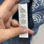 Chico's  women's denim blue cream embroidered floral button down‎ collared shirt Photo 4