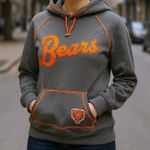 NFL Team Apparel Chicago Bears Thermal Hoodie Thumb Holes Women's Medium Blue Photo 1