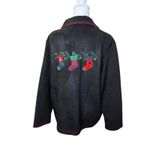 Marisa Christina Womens Black Fleece Holiday Jacket Medium Appliqués Christmas Photo 4