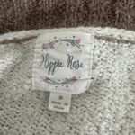 Hippie Rose Hippie‎ Rose V-Neck Striped Pullover Sweater Brown Cream Knit Cozy Womens Small Photo 3