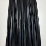 Max Studio Black Faux Leather Pleated Midi Skirt Elastic Waist Small Photo 0
