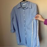 Katch Me Women’s Large Blue White Stripe Button Up Business Casual Long Sleeve Photo 2