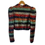 Alice + Olivia  Sequin Striped Sherryl Cropped Cardigan Jacket Size M Photo 4