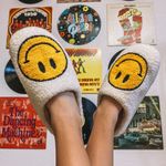 Smiley Face Plush Slippers Size M Photo 1