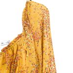 Piper & Scoot Yellow Shimmer Floral Long Sleeve Midi Dress Size Medium Photo 4