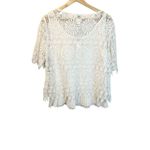 Chico's  Lace and Pleats Alabaster Top Size 1 White Coastal Beach Summer Travel Photo 2