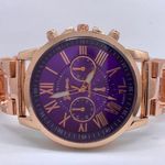 Geneva 40mm rose gold tone purple dial bracelet size 7” Photo 0