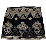 EXPRESS Sequin Aztec Mini Skirt - Black Silver Gold XS Photo 0