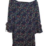 Lucky Brand  Ditsy Floral Off The Shoulder Boho Mini Dress Black Multicolor Small Photo 2