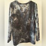LOGO By Lori Goldstein LOGO‎ Lounge Lori Goldstein Brushed Tie-Dye V-Neck Long Sleeve Top Black Size M Photo 6