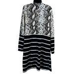 White Birch  Striped Snakeskin Print Open Front Topper Cardigan Duster Photo 8