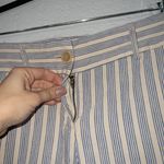 The Loft Cream & Blue Stripe Marisa Linen Blend Crop Pants Size 4 Photo 2