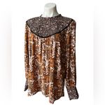 Hinge Mix Print Long Sleeve Peasant Top, Sz XL Photo 5