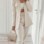 ZARA  Cream Inverted Lapel Long Blazer Jacket Photo 10