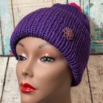 Women’s Purple Shimmer Knit Hat With Pink Shimmer Pom Photo 1