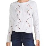 Love by Design Open Knit Crew Neck Long Sleeve Sweater White Pullover Size XL Photo 0