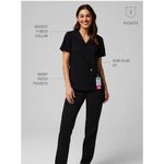 Fabletics Womens Method 2-Pocket Scrub Top MotionTech 4 Way Stretch Black Size L Photo 2