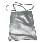 Madewell Silver The Magazine Leather Tote Bag Metallic Shoulder Photo 2