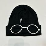 Harry Potter Glasses & Lightning Bolt Scar Knit Beanie Black Photo 0
