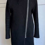 Sandro Paris Women's Black Wool Overcoat Size 40 / 8/M Fur Photo 0