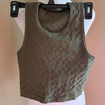 Beyond Yoga Stylish Olive Green Quilted Crop Top Photo 0