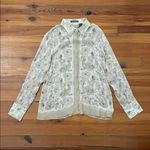 Liz Claiborne Collection Beige Floral Silk Blouse Shirt Set Womens Size Large Tan Photo 3