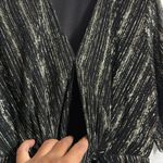 All in Favor  Dress - Nordstrom - NWT Blk Silver, Tie Front, V Neck Elastic Waist Photo 4