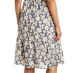 Nsr Prairie NAVY & CREAM One Shoulder FLORAL LACE Ruffle MIDI DRESS small Photo 1
