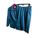 Pendleton Vtg  Classic Skirt Suit Sz 12 Women Virgin Wool Turquoise Blue Business Photo 2