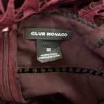 Club Monaco  Women's Dress Sz 00 Burgundy Black Trim Lace Tiered Midi Photo 10