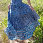 Natural Life  blue floral maxi skirt  large Photo 0