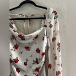 We Wore What  Optic White Multi Floral Puff
Sleeve Cowl Neck Mini Dress sz 4 Photo 3