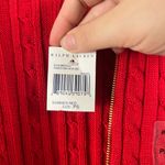 Ralph Lauren New Lauren  red cable knit gold zip up jacket size petite small Photo 4