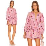 Love Shack Fancy NWT Clarkie Floral Mini Dress in Wild Pink Rose sz P fits XS Photo 1