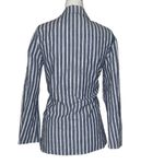 IVIVI Women's Linen Blend Blue Pinstriped Button Blazer Preppy Office Sz Small Photo 2