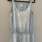 Cloth & Stone Chambray Acid Washed Sleeveless Romper Tie Waist Size Large Photo 1