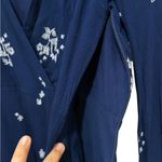 Free People  Blue White Jasmine Floral Embroidered Long Bell Sleeve Gauzy Dress 2 Photo 10