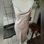 Lulus  satin cowl neck low back champagne pink spaghetti strap midi dress size xs Photo 12