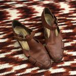 VTG Brown Leather woven Fisherman Pilgrim Sandals Maryjane loafers flats shoes #peasant #cottagecore #western #boho, #indie vintage Size 9 Photo 1