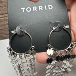 Torrid Silver Tone Hoop Fringed Dangle Pierced Earrings NWT $19.50 Photo 2