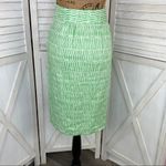 Boden Pintuck Printed Linen Skirt Green Ivory 6 Knee Length Green Photo 3
