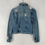 Moon River Light Blue Denim Ripped Distressed Puff Shoulder Jean Jacket Size S Photo 10