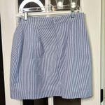 Lauren James Blue & White Seersucker Faux Wrap Skirt Size Medium Photo 2