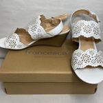 Francesca’s faux leather scallop eyelet lace wedge sandals 8.5 NEW Tan Photo 0