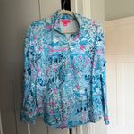 Lilly Pulitzer  North Carolina UPF 50+ Skipper Popover pullover blue pink 1/4 zip Photo 1