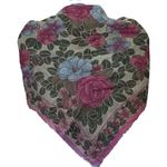 Oscar de la Renta Vintage Floral with Fringe Scarf Made in Japan Blue & Pink Photo 4