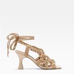Miista Beige Stephanie Macrame Braided Lace UP Kitten Heel Sandal Tan Size 10 Photo 4